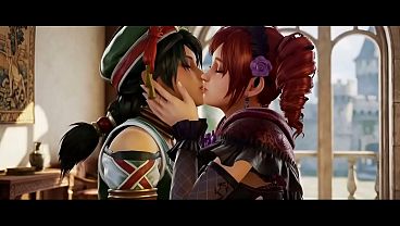 Talim x Amy Sorel lesbian kissing (Soul Calibur VI/ AI generated)